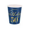 Papirnate čaše - Happy Birthday 50, plava boja