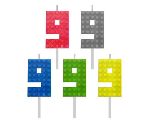 Svečka za torto številka 9 – Blocks, 9 cm