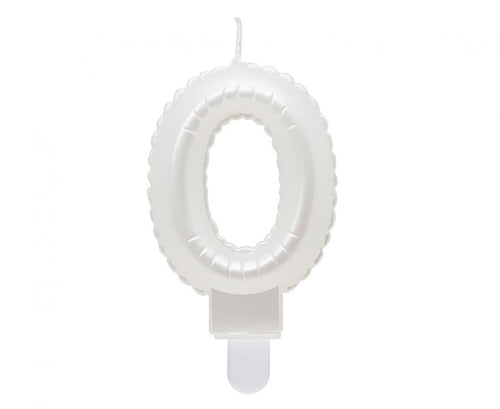 Svečka za torto številka 0 – biserno bela, 8 cm
