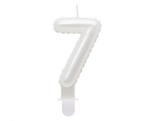 Svečka za torto številka 7 – biserno bela, 8 cm