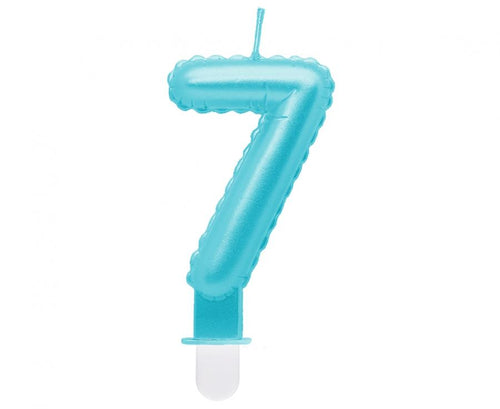 Svečka za torto številka 7 – biserno modra, 7 cm