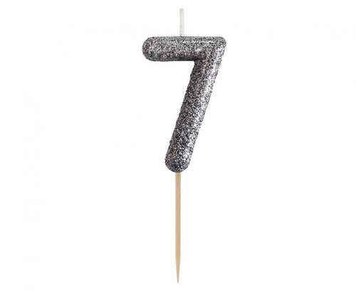 Svečka št. 7 – Glitter black - Mojbalon