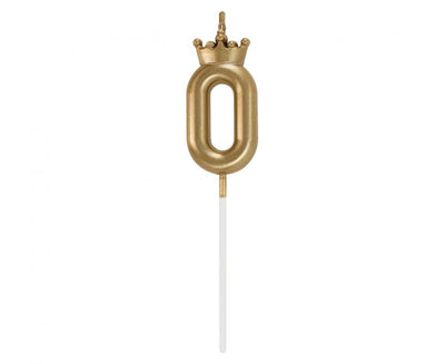 Svečka št. 0 s kronico – zlata kronca, 6 cm - Mojbalon