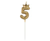 Svečka št. 5 s kronico – zlata kronca, 6 cm - Mojbalon