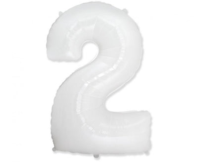 Rođendanski balon broj 2 bijele boje 85cm