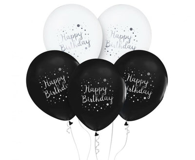 Lateks baloni Happy Birthday, 30cm, 5 balona
