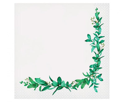 Papirnate salvete - bijele s cvijećem, 20 kom