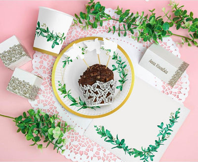 Papirnate salvete - bijele s cvijećem, 20 kom