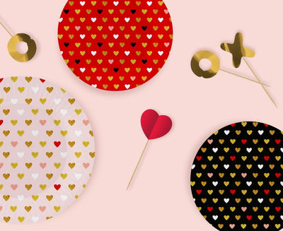 Papirnati tanjuri - ružičasti, srca, 6 kom