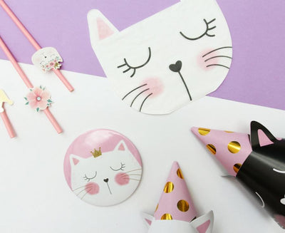 Papirnate salvete - mačić, bijele i ružičaste