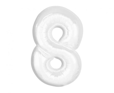 Balon za rojstni dan številka 8, bela