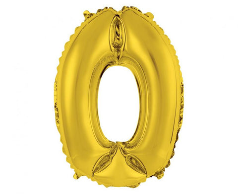 Balon številka 0, zlata barva, 35 cm