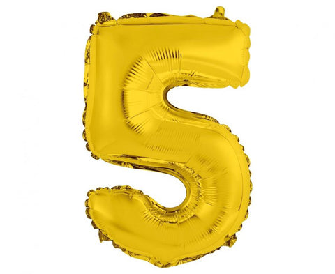 Balon številka 5, zlata barva, 35 cm