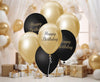 Lateks baloni - Sretan rođendan, crno-zlatni, 30 cm, 7 kom