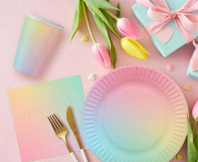 Papirnati tanjuri - duga, 6 kom