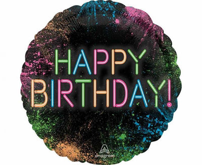 Folija balon - Crni Sretan rođendan, 46 cm
