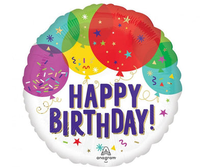 Balon folija - Happy Birthday, mavrični baloni, 48 cm - Mojbalon