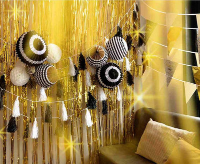 Lampijon - zlata,črno in bela, 2 kom - Mojbalon