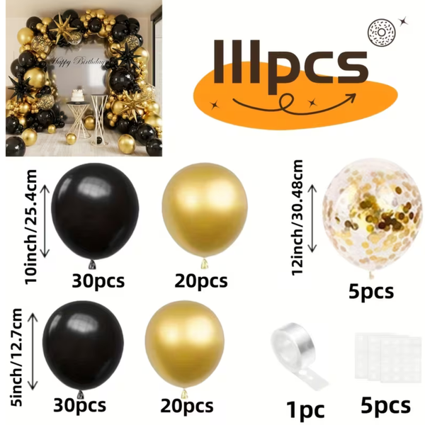 Girlanda iz balonov – Črno zlata, 112 kos - Mojbalon