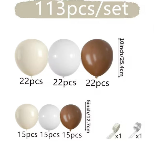 Girlanda iz balonov – nežno bež in kafe barva, 113 kos - Mojbalon