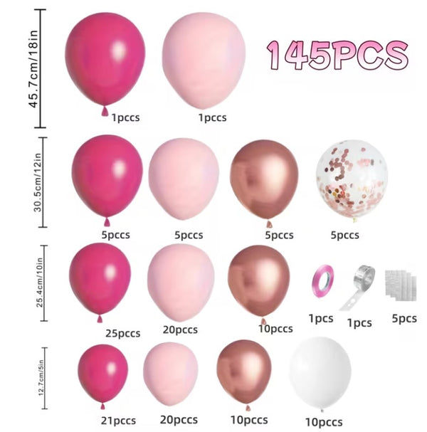 Girlanda iz balonov – Roza, 145 kos - Mojbalon