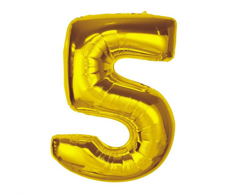 Balon za rojstni dan številka 5, zlata barva, 92 cm