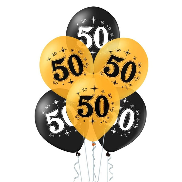 Lateks baloni za 50 rođendan, 30cm, 6 balona
