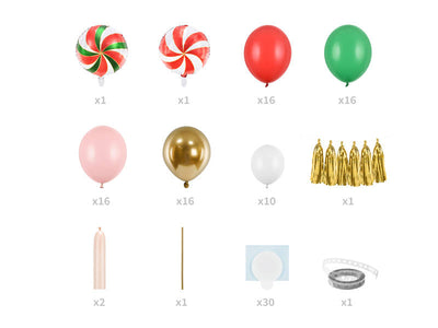 Luk od balona - bombon u crvenoj boji, 170 cm