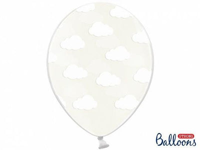 Baloni iz lateksa prozorni z oblački, 30cm, 6 balonov - Mojbalon