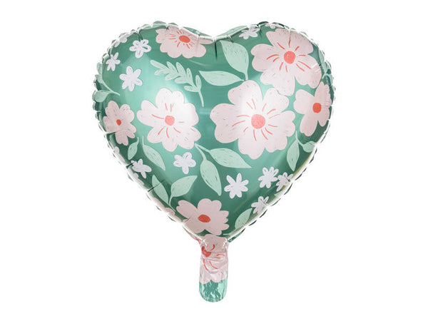 Balon folija- srce z rožicami, 45cm - Mojbalon