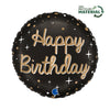 Balon folija - Happy Birthtay, črne barva, 46 cm - Mojbalon