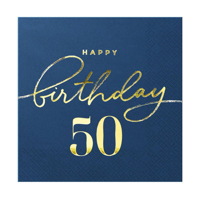 Papirnate salvete - Happy Birthday 50, plava boja