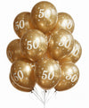 Baloni iz lateksa za 50. rojstni dan, zlati krom, 30cm, 10 balonov - Mojbalon