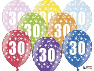 Baloni iz lateksa - 30. rojstni dan, barviti, 5 balonov - Mojbalon