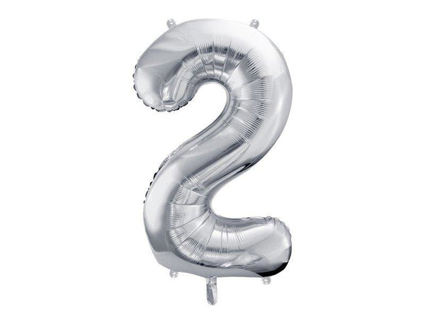 Rođendanski balon broj 2 srebrne boje 92cm