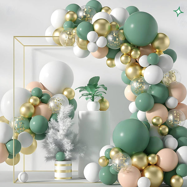 Evkaliptus girlanda iz balonov oziroma sage green lok iz balonov za elegantno dekoracijo