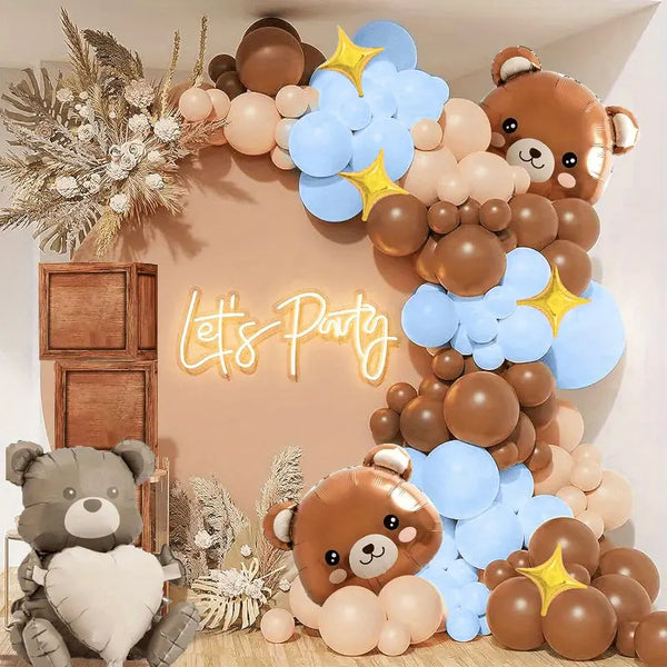 Dekoracija z medvedki in baloni za fantovski baby shower ali rojstni dan