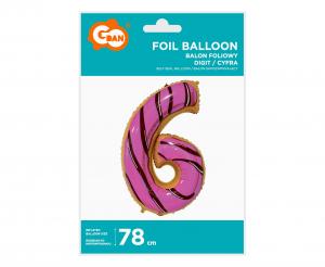 Folija balon - broj 6, keks, 78cm