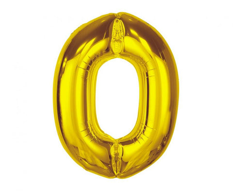 Balon za rojstni dan številka 0, zlata barva, 92 cm