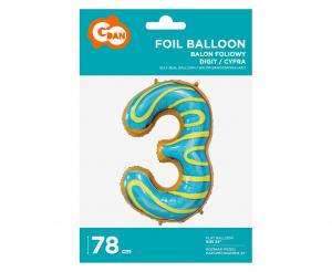 Folija balon - broj 3, keks, 78cm