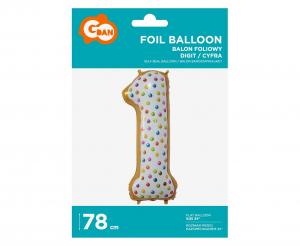 Balon od folije - broj 1, keks, 78cm