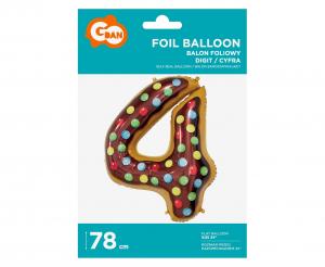 Folija balon - broj 4, keks, 78cm