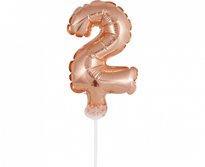 Balon na štapiću broj 2, roze zlatne boje, 13cm