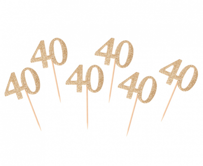 Čačkalice za 40. rođendan zlatne boje 6 kom