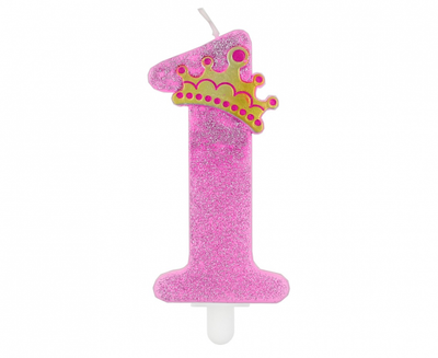 Svijeća broj 1, roze glitter