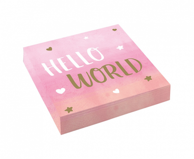 Papirnate salvete - Hello world, roze boje