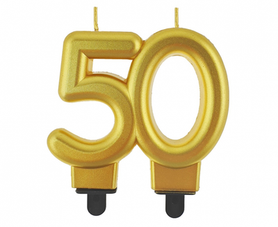 Svečka številka 50, zlata barva metalik - Mojbalon