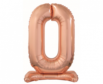 Rođendanski balon, broj 0, roze zlatne boje