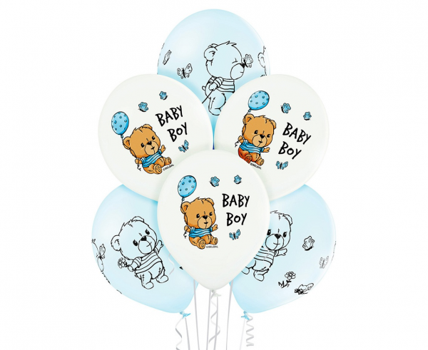 Baby boy medo latex baloni, plava boja, 30 cm, 6 balona
