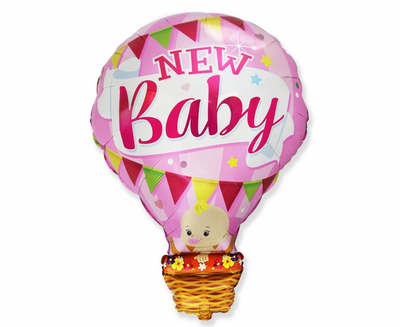 Balon folija za baby shower - New baby, roza